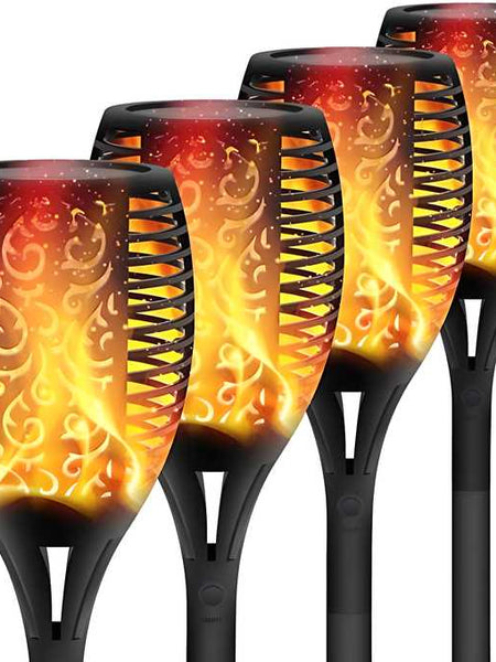 Solar Lights Outdoor Waterproof Dancing Fire Mashaal Flame Torch 96 LED Lantern Landscape Decoration Lighting Auto On/Off for Garden Balcony Driveway's ( Pack of 1)