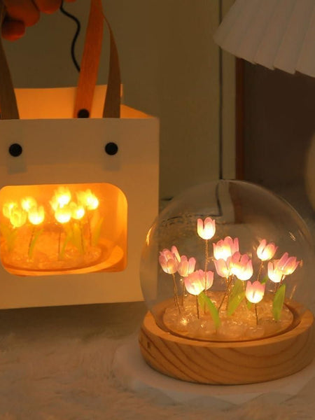 Tulip Glow: Touch-Activated Round Night/Table Lamp