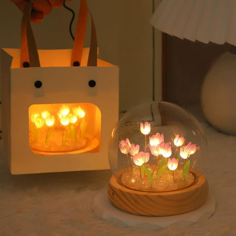 Tulip Glow: Touch-Activated Round Night/Table Lamp