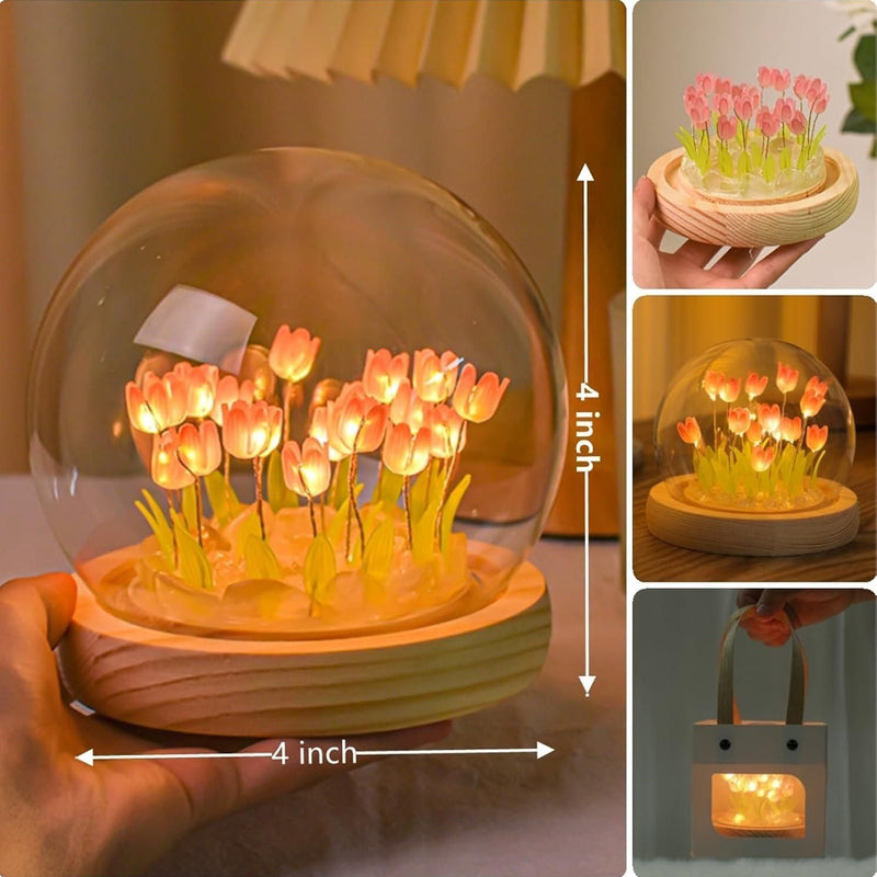 Tulip Glow: Touch-Activated Round Night/Table Lamp