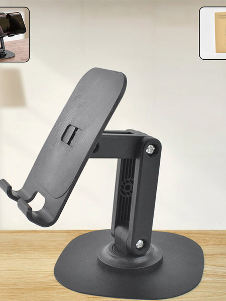 Mobile Stand Foldable & 360° Rotatable Mobile Stand Multiple Height & Angle Adjustments, Stable Metallic Round Base Weight of Any Phone or Tablet (1 Pc)